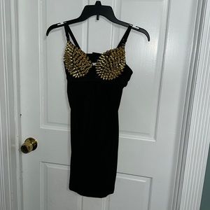 Arden B gold spike bra dress top size large New